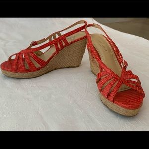 Ann Taylor - Sandal Wedge - Red/Orange